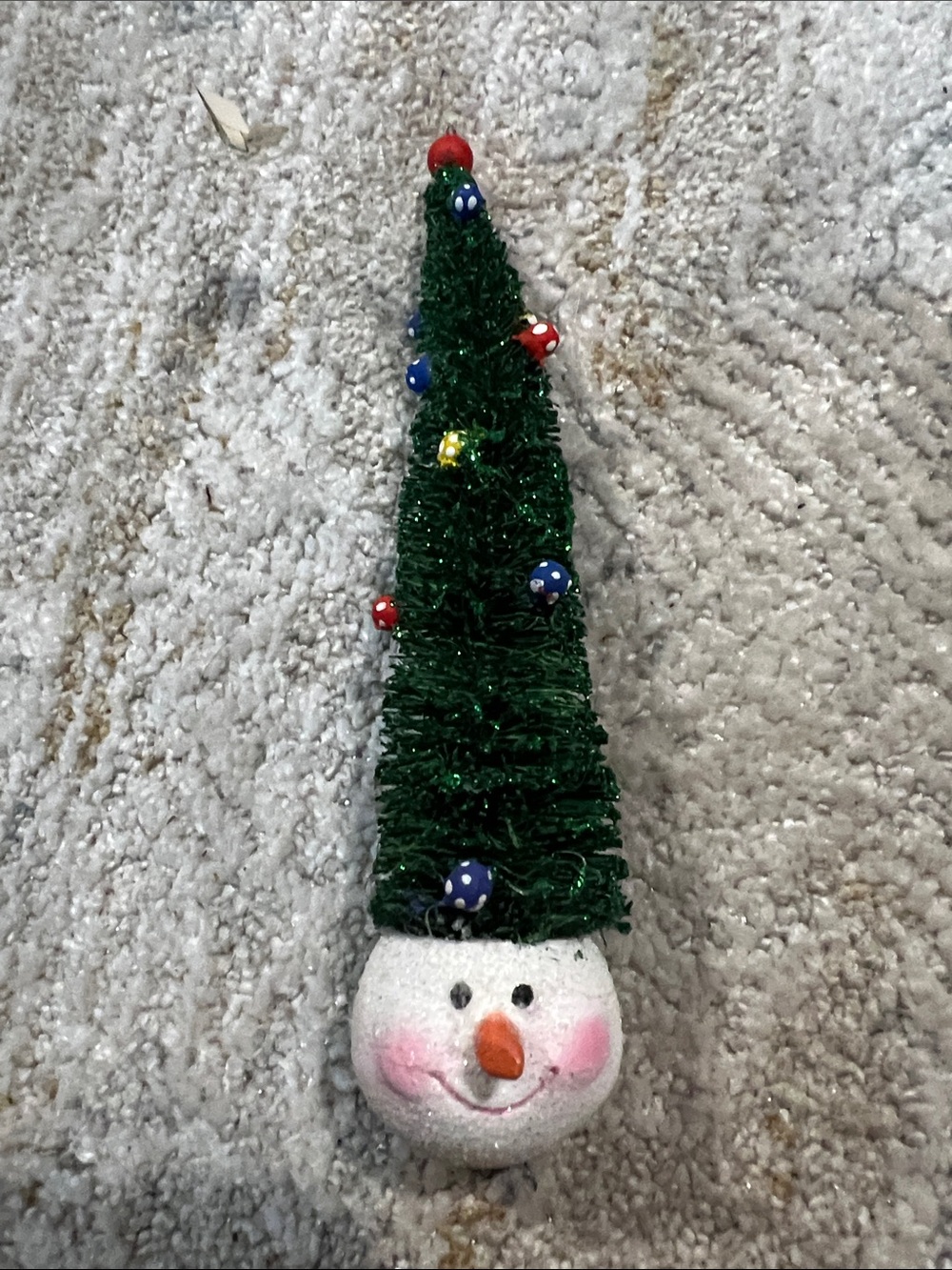 Adorable Green Snowman Cone Tree Holiday ornament z29